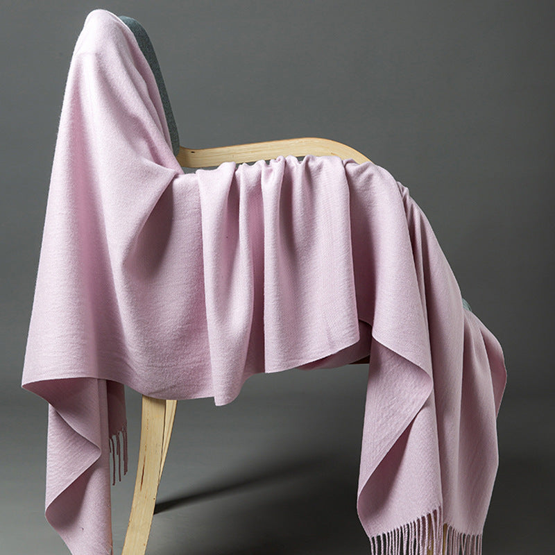 Cashmere-Blend Throw Blanket with Fringe