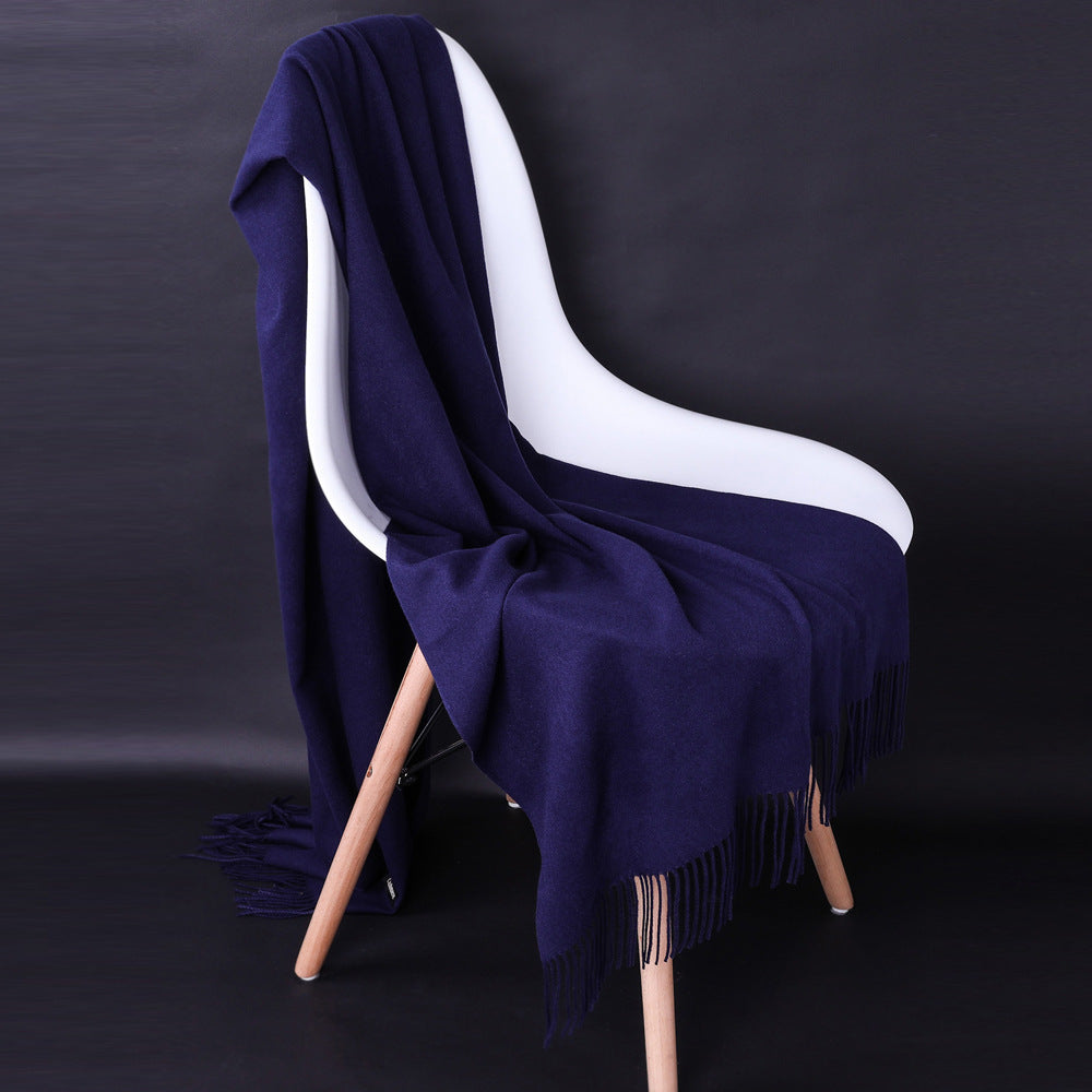Cashmere-Blend Throw Blanket with Fringe