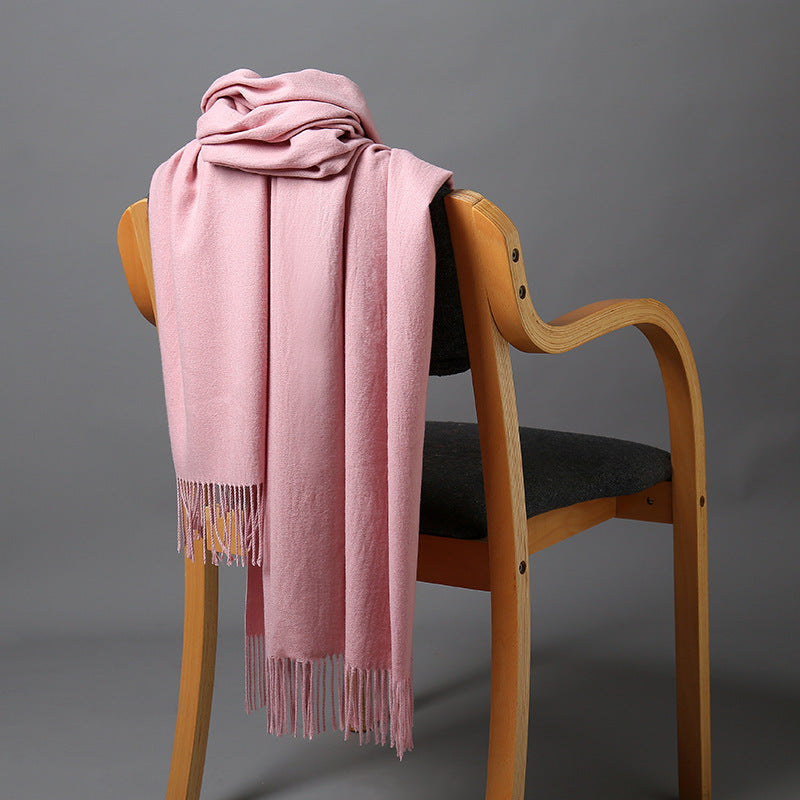 Cashmere-Blend Throw Blanket with Fringe