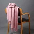 Cashmere-Blend Throw Blanket with Fringe
