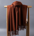 Cashmere-Blend Throw Blanket with Fringe