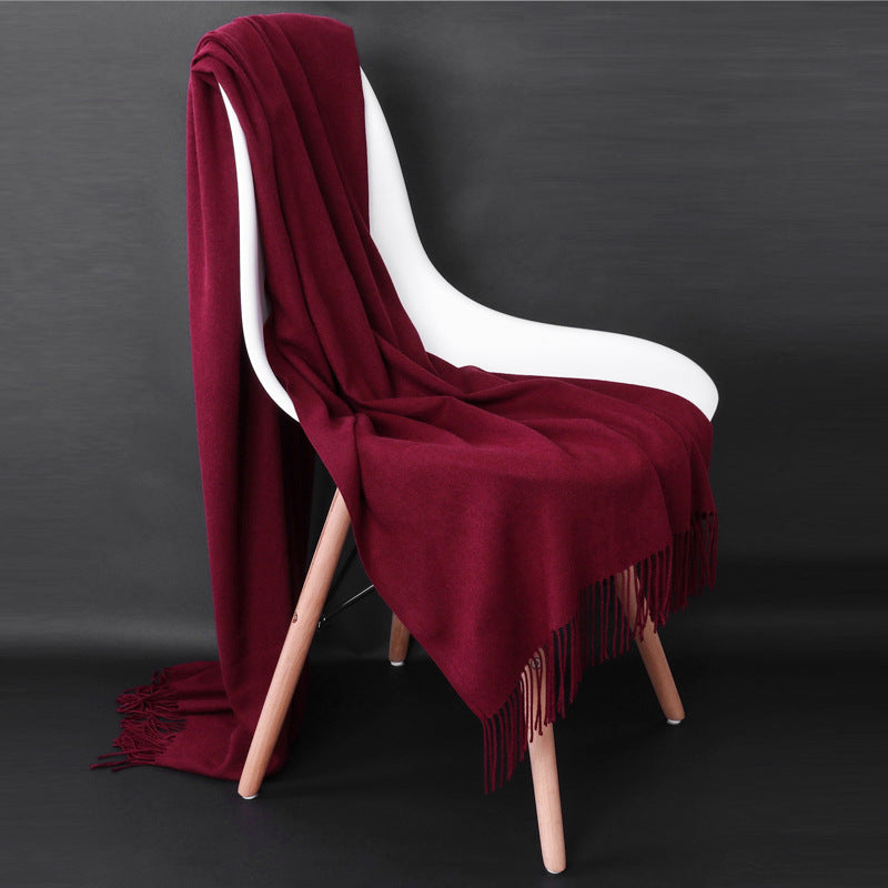 Cashmere-Blend Throw Blanket with Fringe