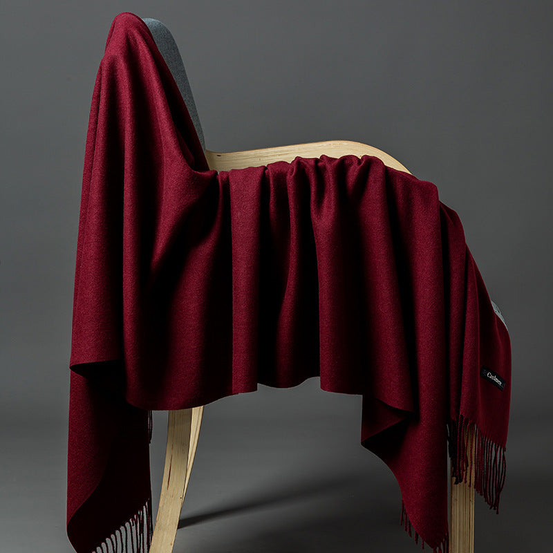 Cashmere-Blend Throw Blanket with Fringe