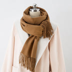 Cashmere-Blend Throw Blanket with Fringe