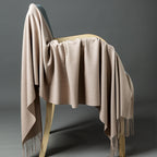 Cashmere-Blend Throw Blanket with Fringe