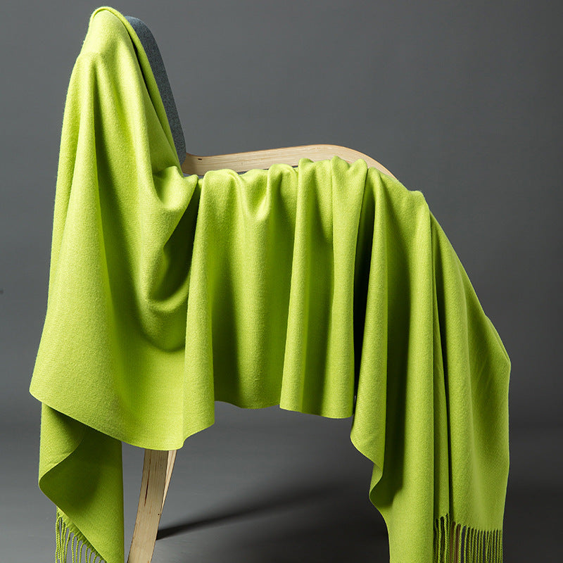 Cashmere-Blend Throw Blanket with Fringe