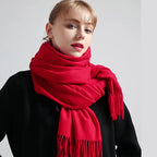Cashmere-Blend Throw Blanket with Fringe