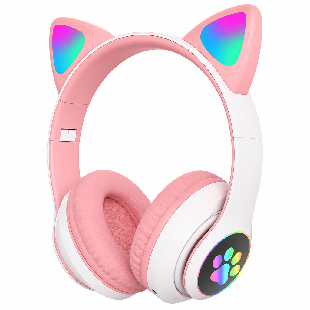 Cat Ear Gaming Headset with 7 LED Modes, USB and 3.5mm Jack