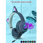 Cat Ear Gaming Headset with 7 LED Modes, USB and 3.5mm Jack