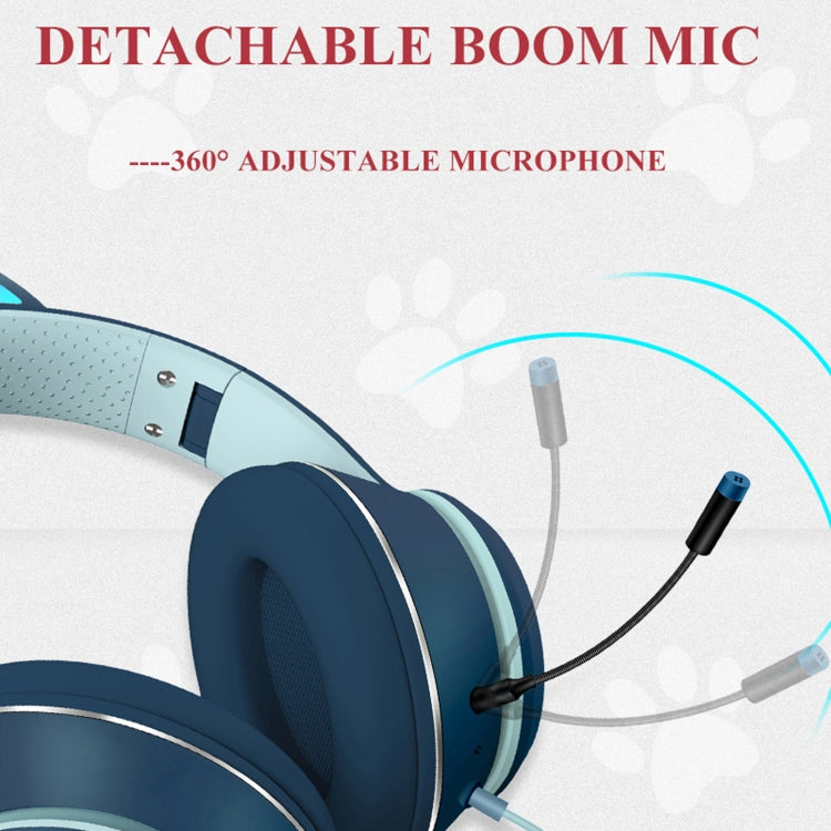 Cat Ear Gaming Headset with 7 LED Modes, USB and 3.5mm Jack