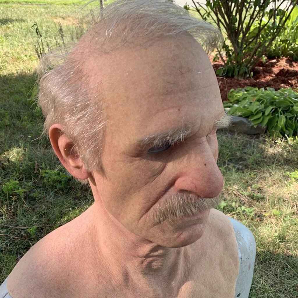 Realistic Old Man Halloween Mask for Adults - Latex, Movable Mouth, up to 62 cm, view 3