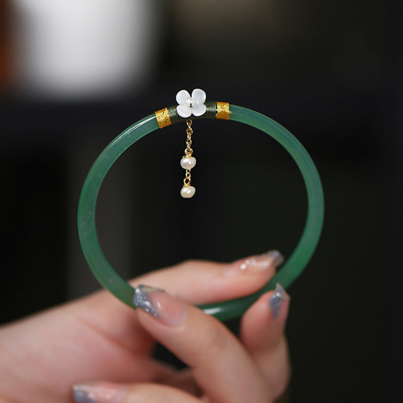 Chalcedony Agate Bangle Bracelets, 58–62 mm Inner Diameter