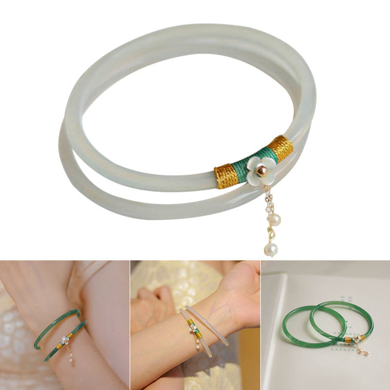 Chalcedony Agate Bangle Bracelets, 58–62 mm Inner Diameter