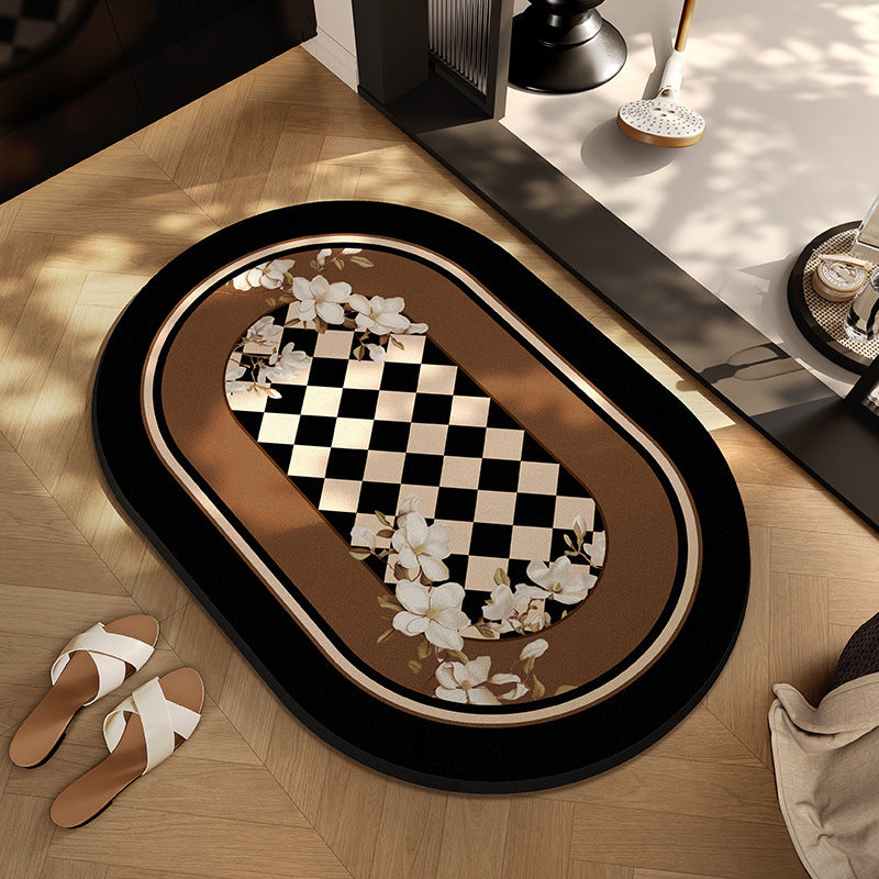 Checkerboard Entryway Mat with Non-Slip Backing