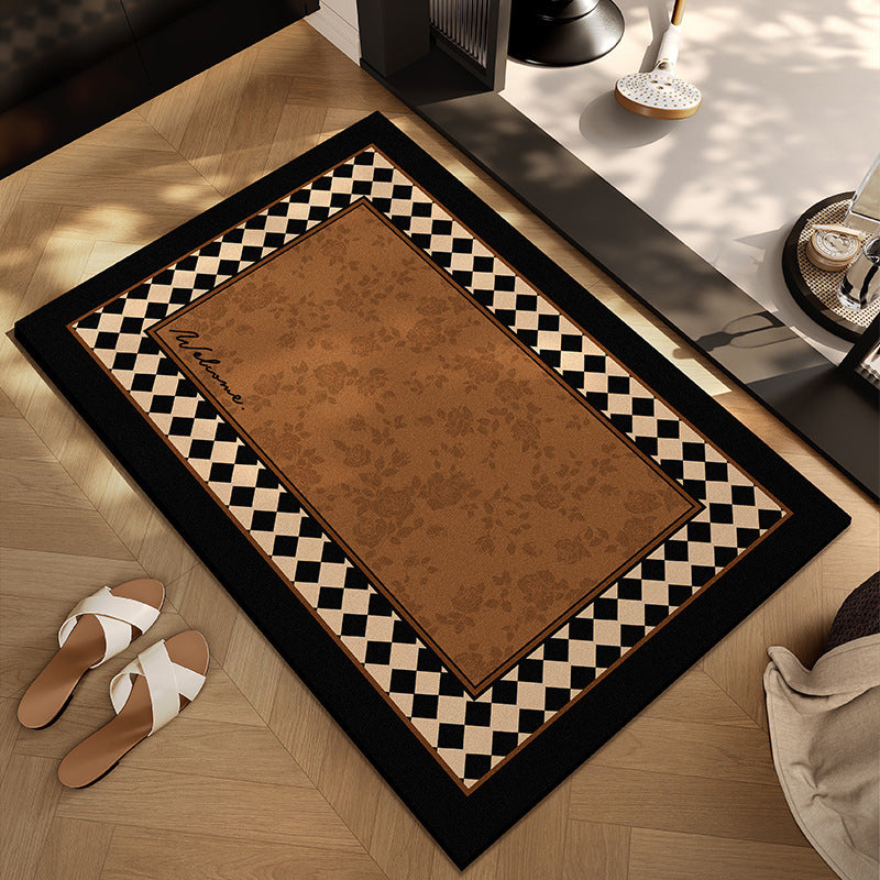 Checkerboard Entryway Mat with Non-Slip Backing