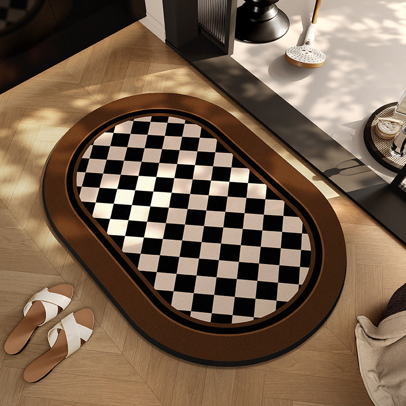 Checkerboard Entryway Mat with Non-Slip Backing