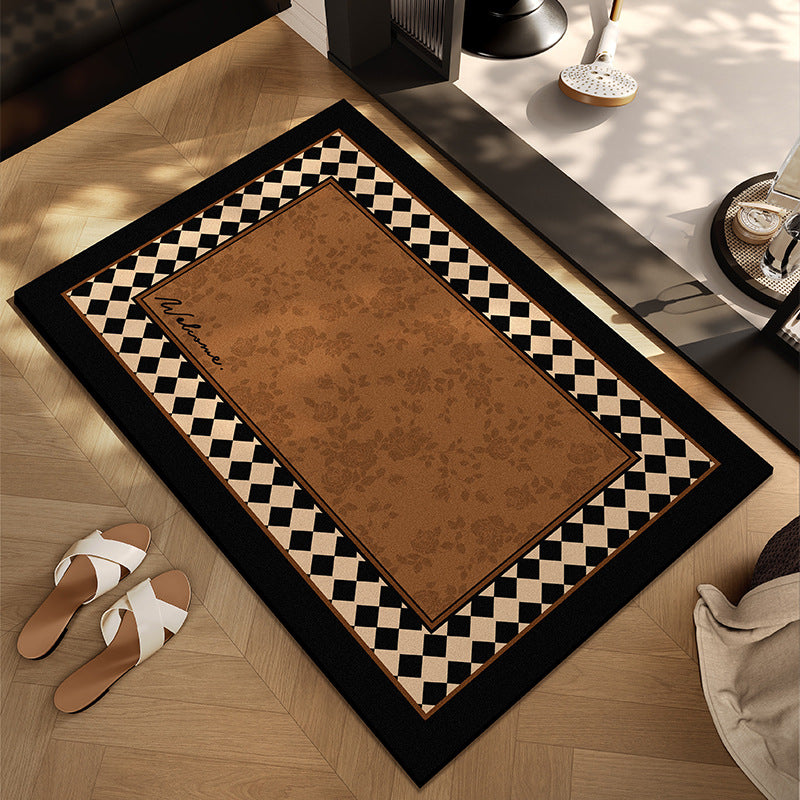 Checkerboard Entryway Mat with Non-Slip Backing