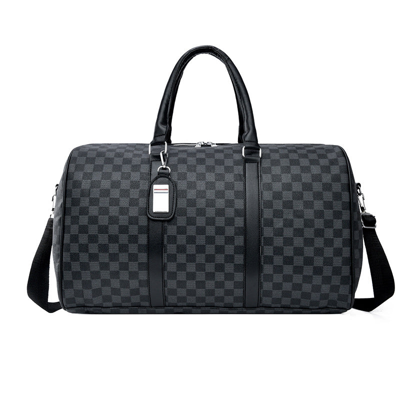 Checkerboard Travel Duffel Bag with Adjustable Removable Shoulder Strap