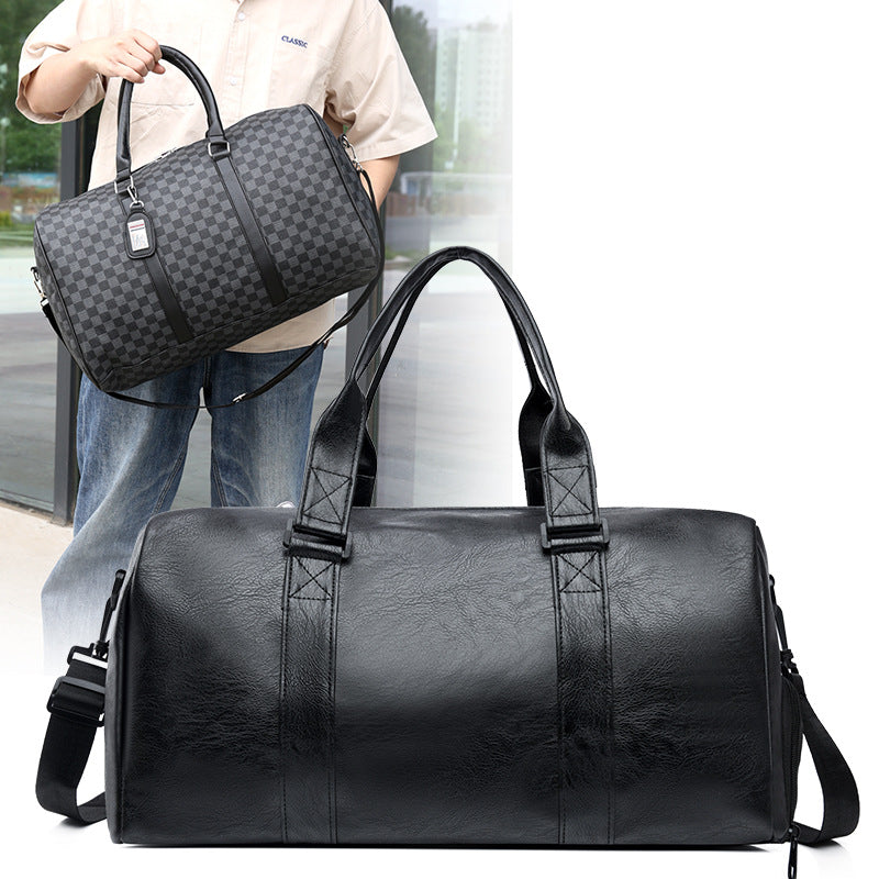 Checkerboard Travel Duffel Bag with Adjustable Removable Shoulder Strap