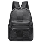 Checkered Pattern Backpack with Multiple Compartments