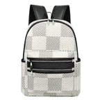 Checkered Pattern Backpack with Multiple Compartments