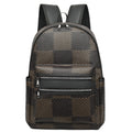 Checkered Pattern Backpack with Multiple Compartments