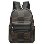 Checkered Pattern Backpack with Multiple Compartments