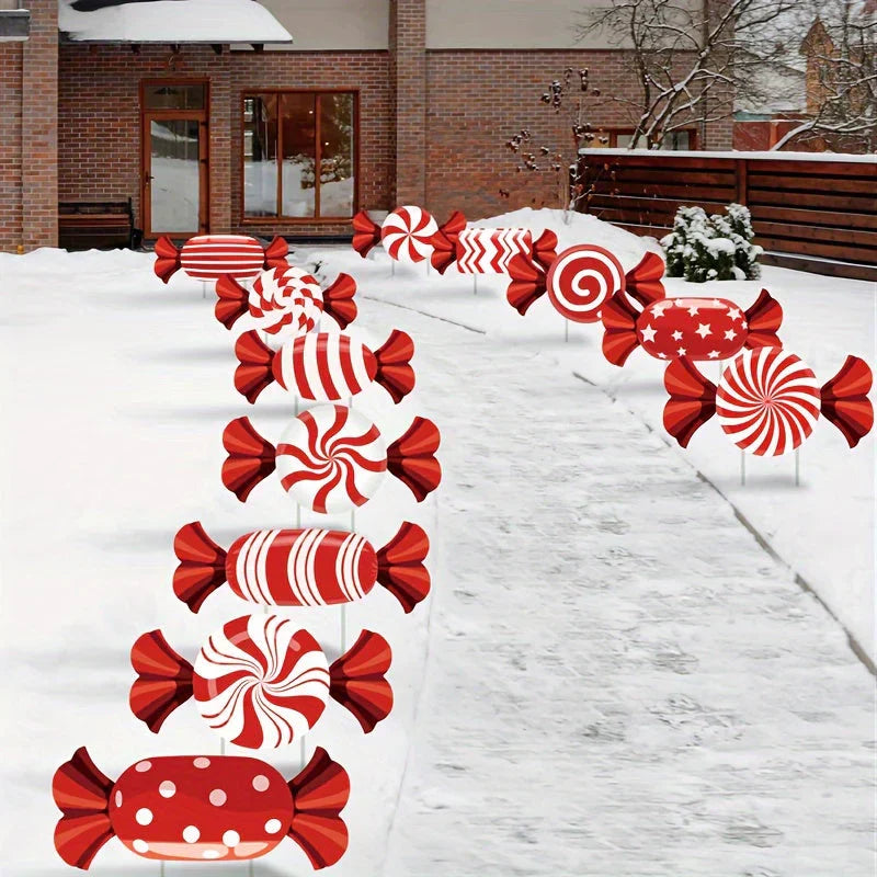 Christmas Candy Cane Path Lights for Walkways and Gardens