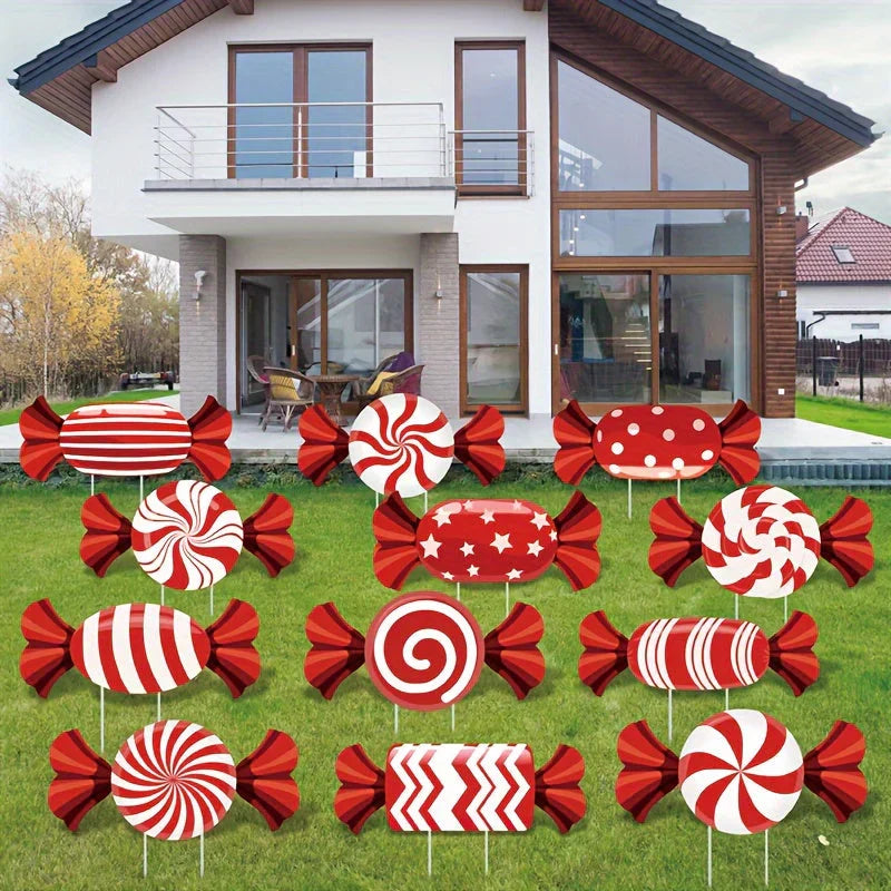 Christmas Candy Cane Path Lights for Walkways and Gardens