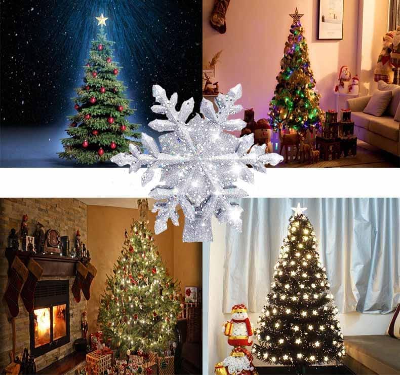 Christmas Decorations LED Snowflake Tree Topper, PVC, 24.8 × 23.3 × 5 cm