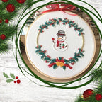 Christmas Hand Embroidery Kit with Printed Canvas and Display Hoop