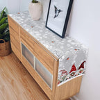 Christmas Linen Table Runner with Snowflake and Gnome Motif