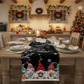 Christmas Linen Table Runner with Snowflake and Gnome Motif
