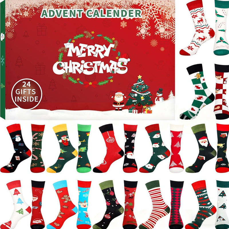 Christmas Sock Advent Calendar, 24 Pairs, Unisex, Single Size