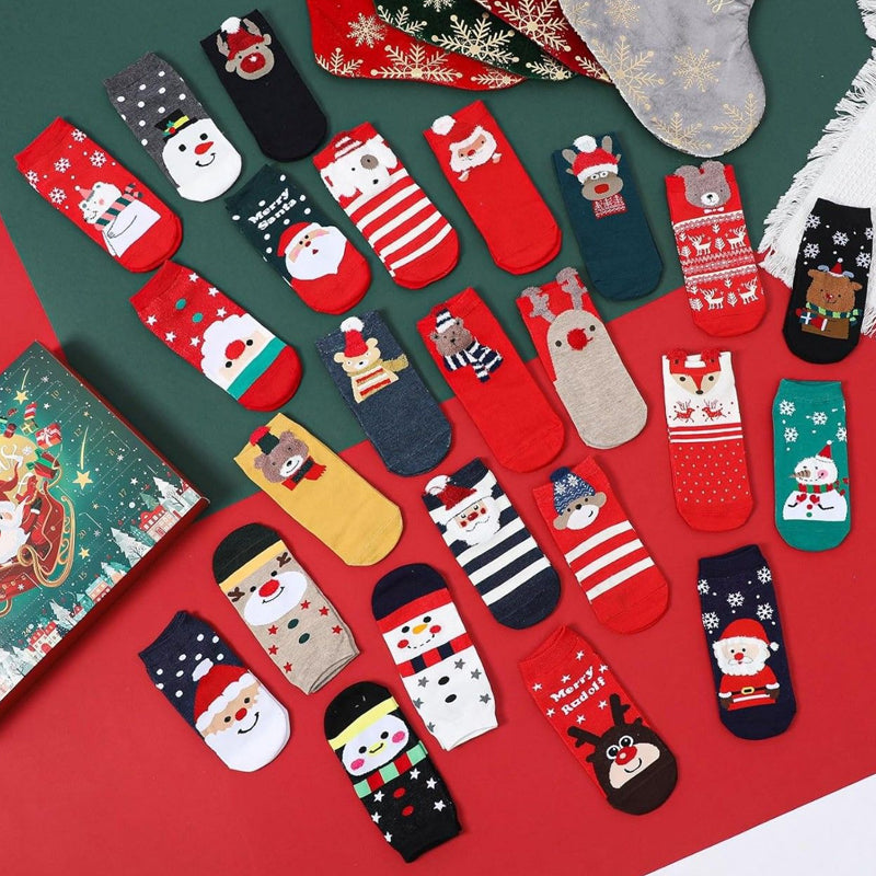 Christmas Sock Advent Calendar, 24 Pairs, Unisex, Single Size