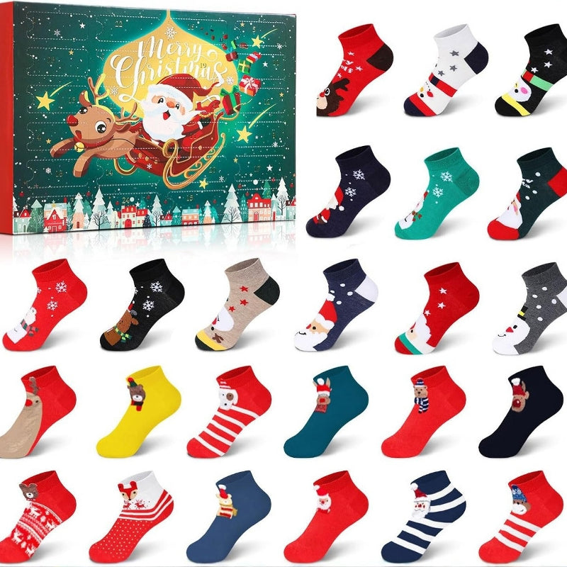 Christmas Sock Advent Calendar, 24 Pairs, Unisex, Single Size