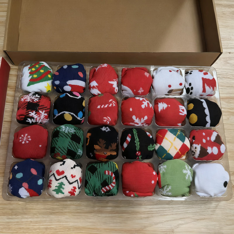 Christmas Sock Advent Calendar, 24 Pairs, Unisex, Single Size