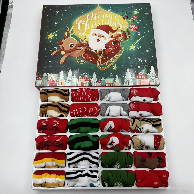 Christmas Sock Advent Calendar, 24 Pairs, Unisex, Single Size