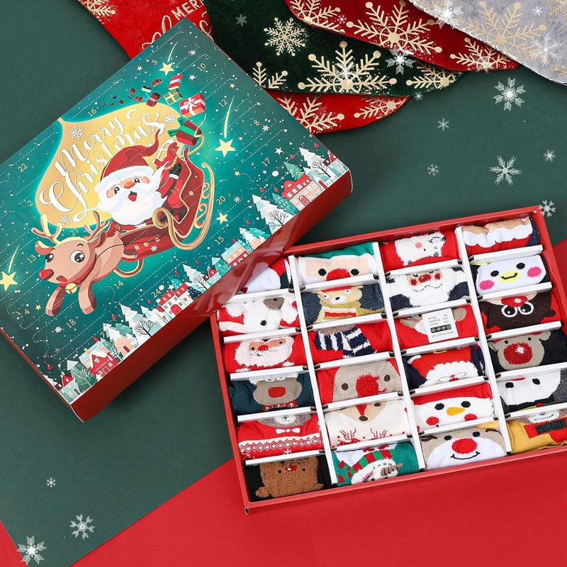 Christmas Sock Advent Calendar, 24 Pairs, Unisex, Single Size