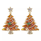 Christmas Tree Dangle Earrings, 18K Gold-Plated, 2.1 in