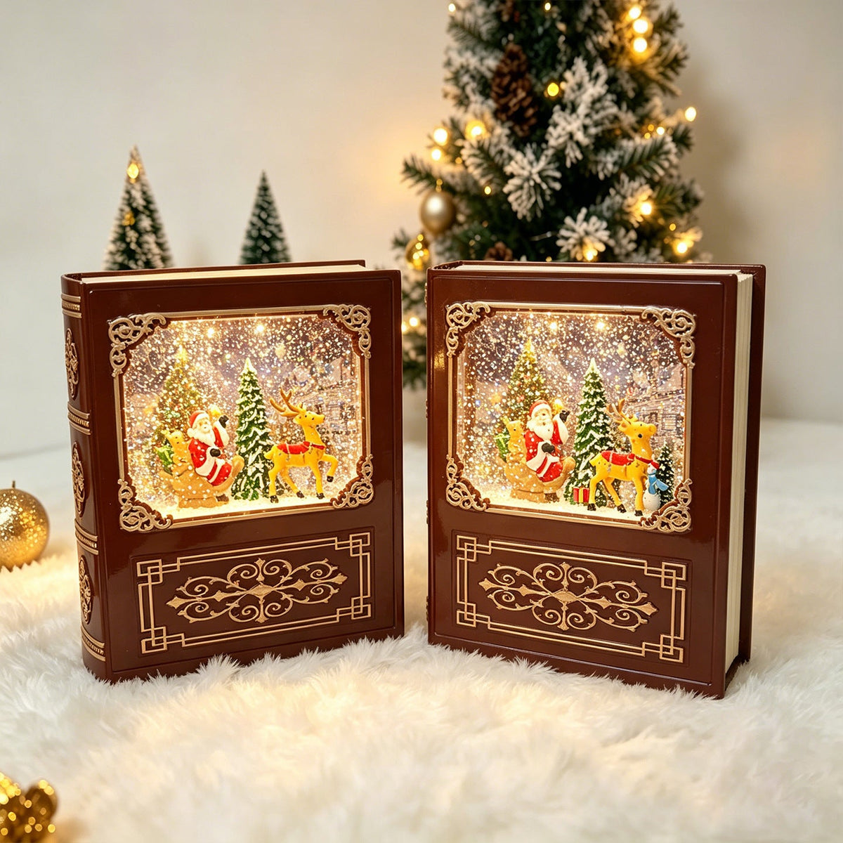 Christmas Tree Decoration Snow Globe with Santa and LED Light