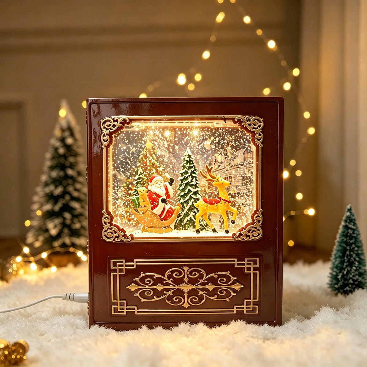 Christmas Tree Decoration Snow Globe with Santa and LED Light
