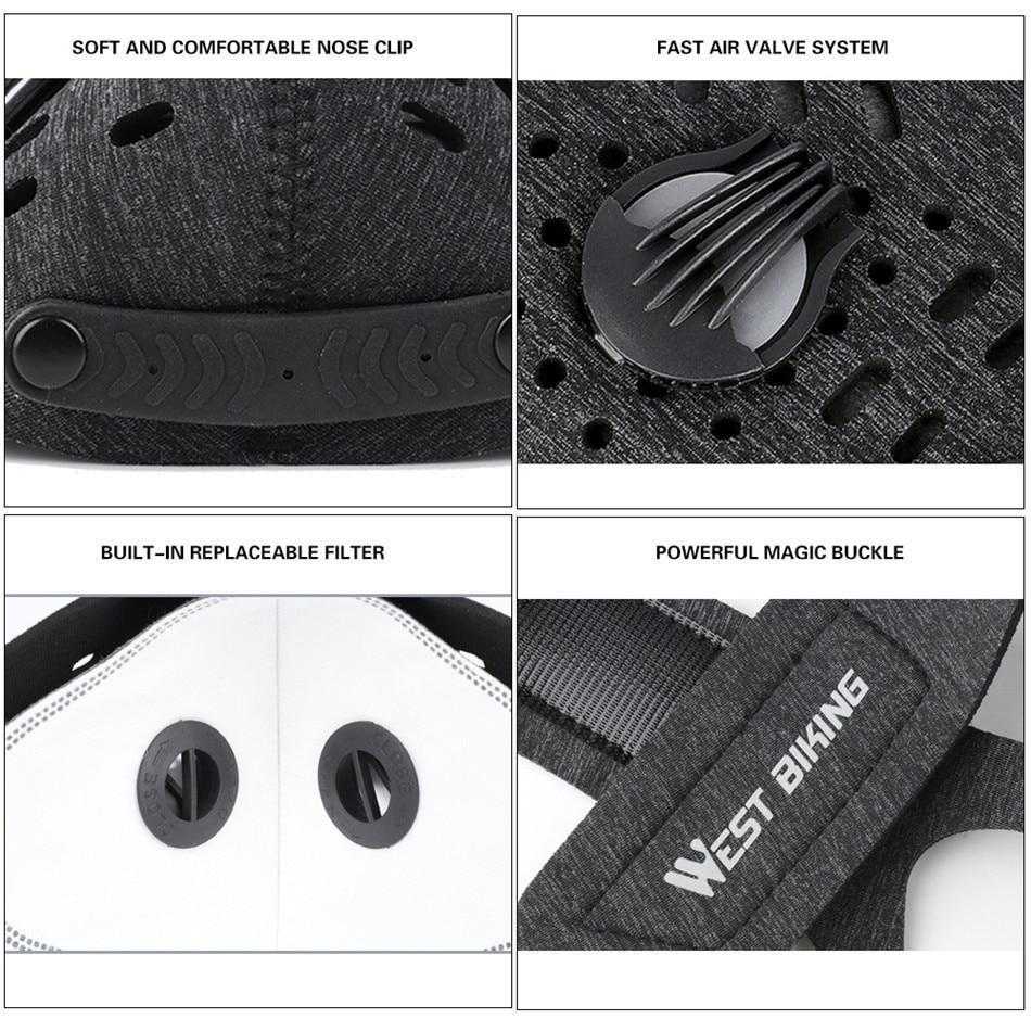Face Mask Breathable Neoprene Anti Pollution - 5-Layer PM2.5 Filter, Reusable, view 7