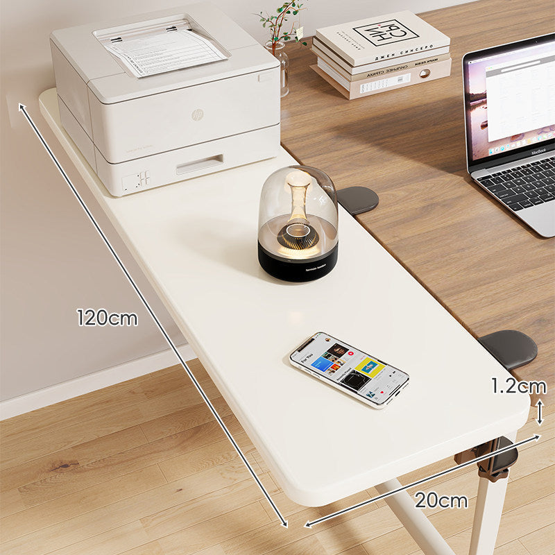 Clamp-On Adjustable Wooden Desk Side Shelf Extension, Foldable Bracket