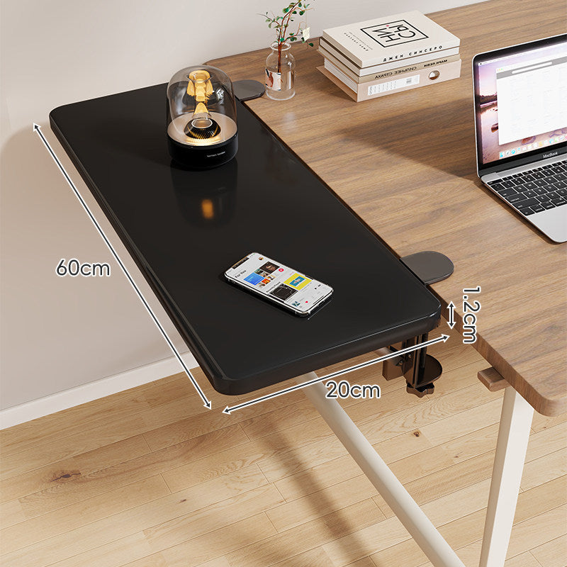 Clamp-On Adjustable Wooden Desk Side Shelf Extension, Foldable Bracket