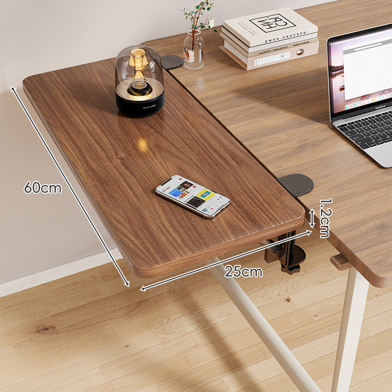 Clamp-On Adjustable Wooden Desk Side Shelf Extension, Foldable Bracket