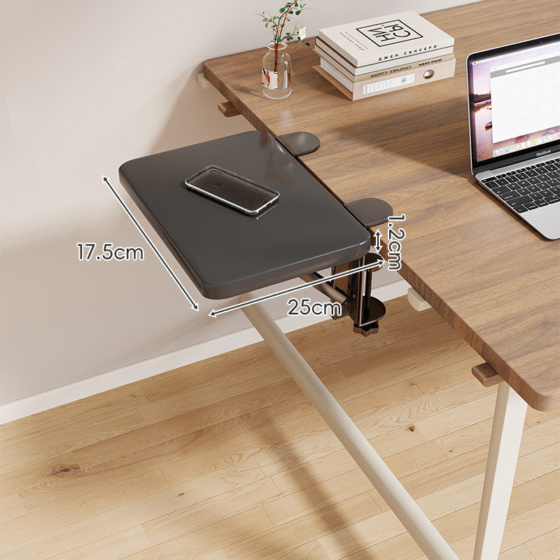Clamp-On Adjustable Wooden Desk Side Shelf Extension, Foldable Bracket