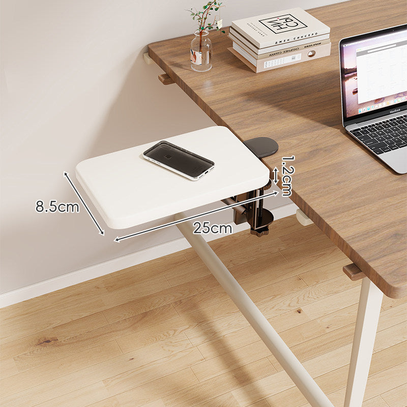 Clamp-On Adjustable Wooden Desk Side Shelf Extension, Foldable Bracket