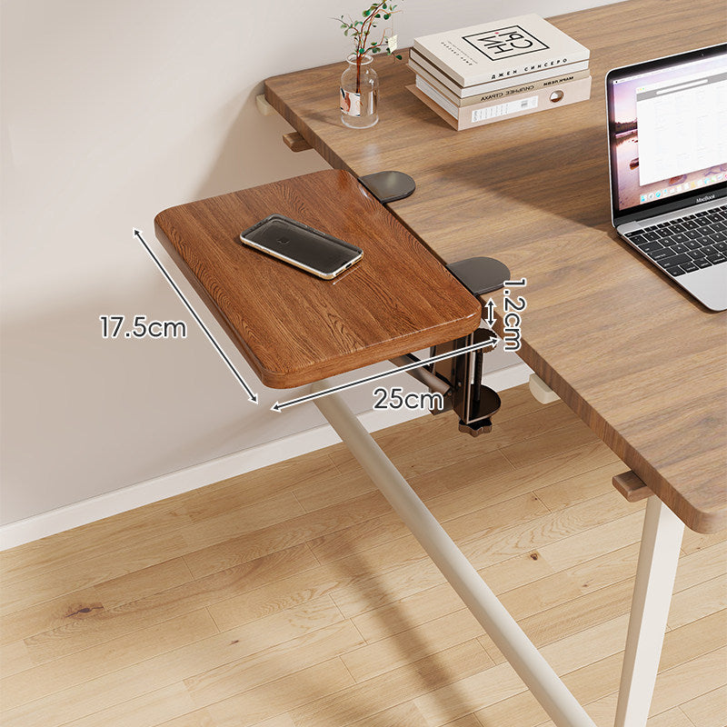 Clamp-On Adjustable Wooden Desk Side Shelf Extension, Foldable Bracket