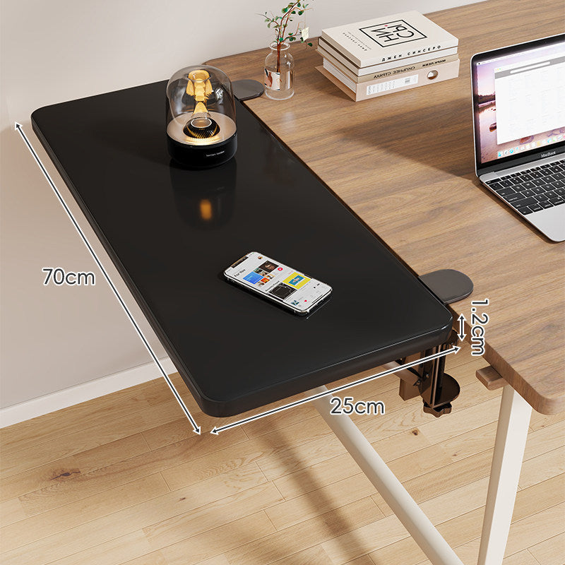 Clamp-On Adjustable Wooden Desk Side Shelf Extension, Foldable Bracket